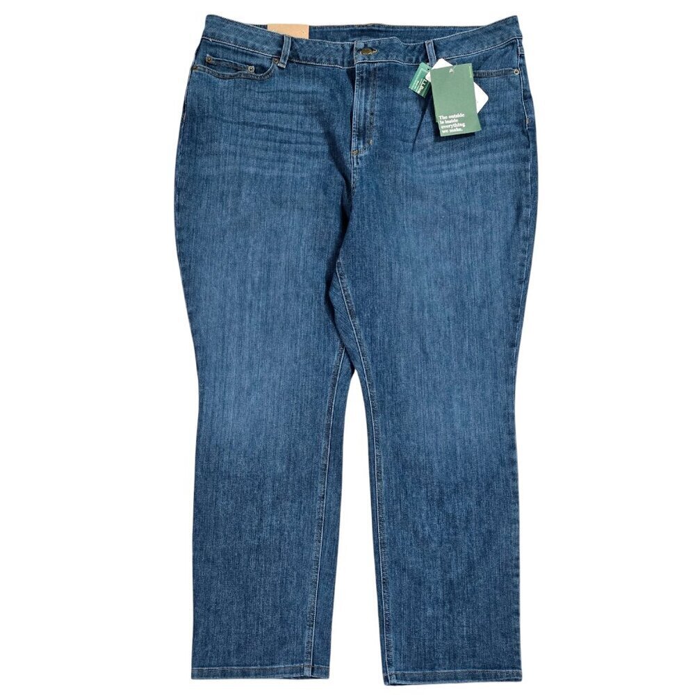 L.L. Bean NWT Bean Stretch Favorite Fit Stonewashed Straight Leg Jeans 515146